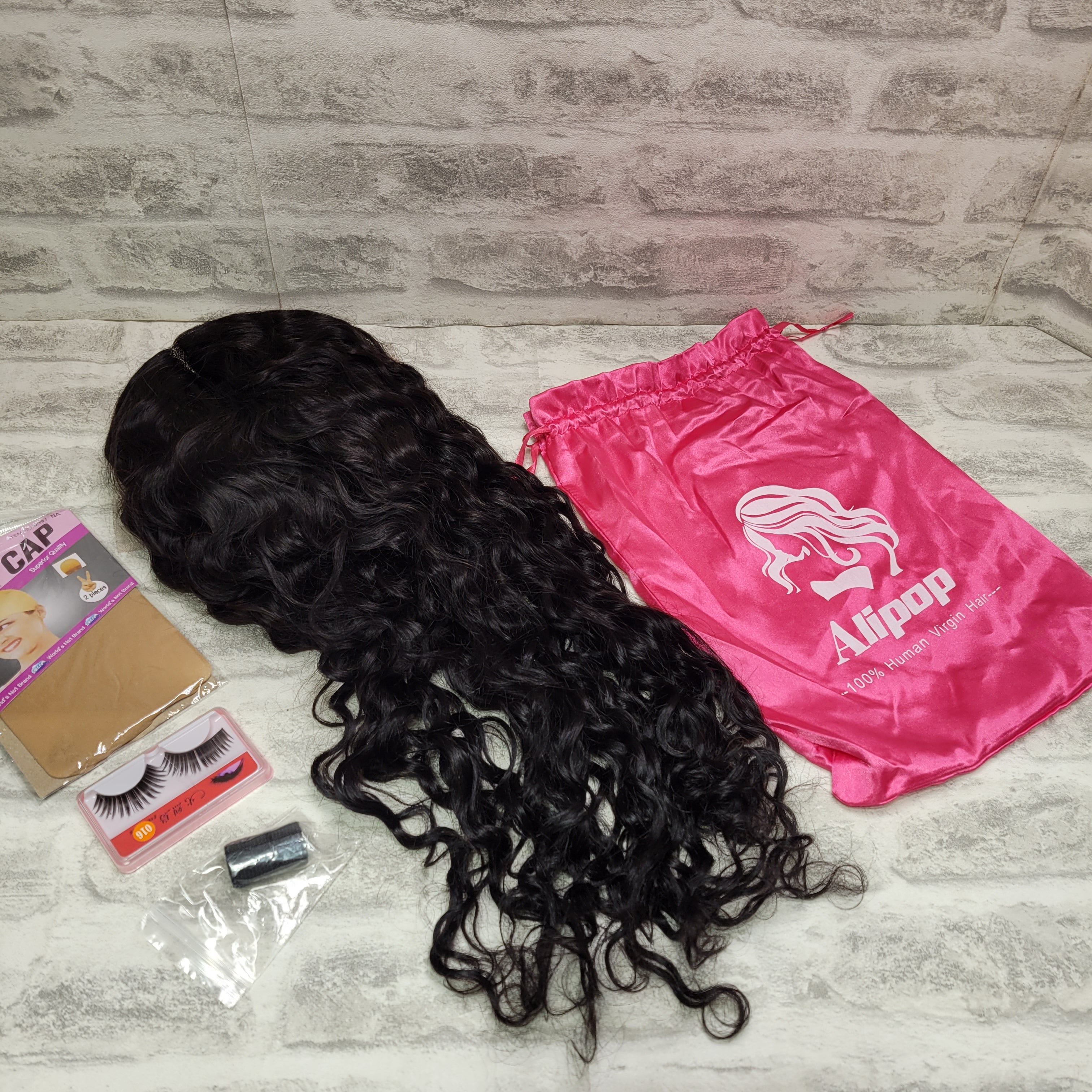Water Wave Lace Front Wig Human Hair, T Part Natural Color, 22" (7780190388462)